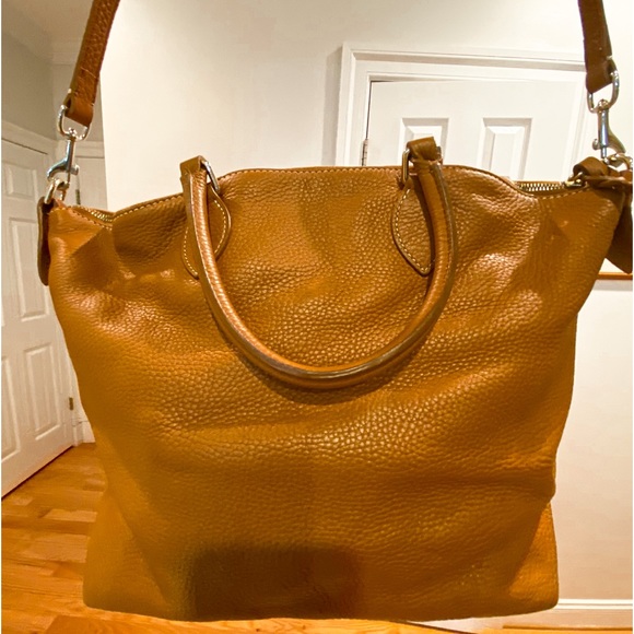 DOONEY & BOURKE Brown Italian Leather Satchel Tote Bag with Gold Hardware - Picture 16 of 16